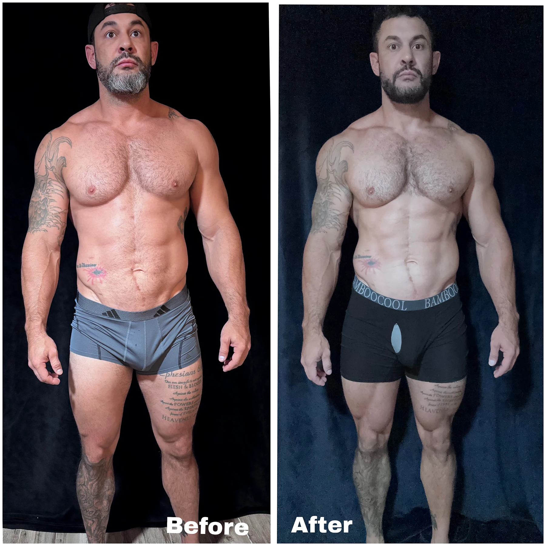 Front view client transformation shown before and after